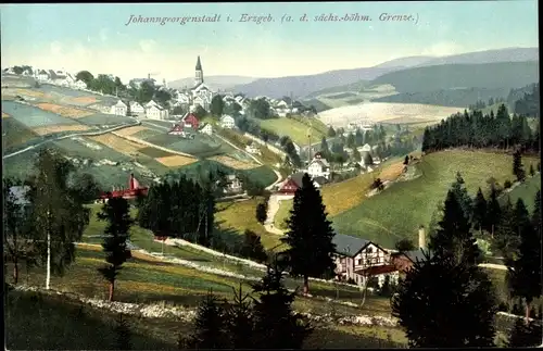 Ak Johanngeorgenstadt im Erzgebirge, Panorama, Kirche