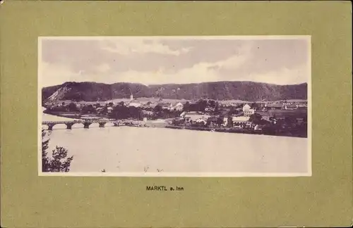 Ak Marktl am Inn Oberbayern, Panorama, Brücke