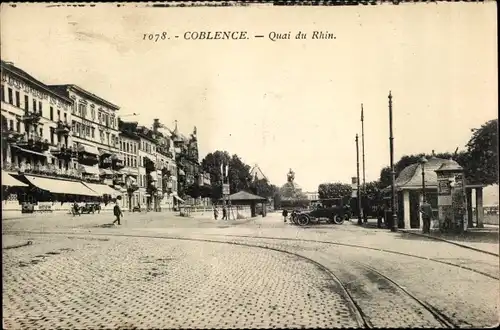 Ak Koblenz am Rhein, Coblence, Quai du Rhin