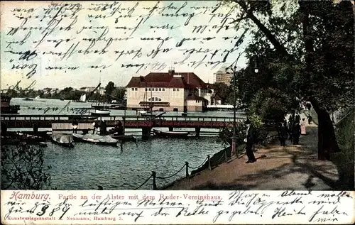 Ak Hamburg, Partie an der Alster mit dem Ruder Vereinshaus