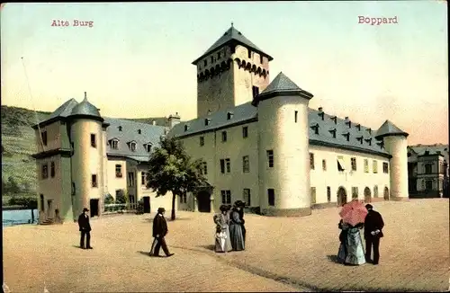 Ak Boppard am Rhein, Alte Burg, Passanten