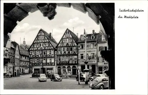 Ak Tauberbischofsheim in Baden, Am Marktplatz, Geschäft Trapp