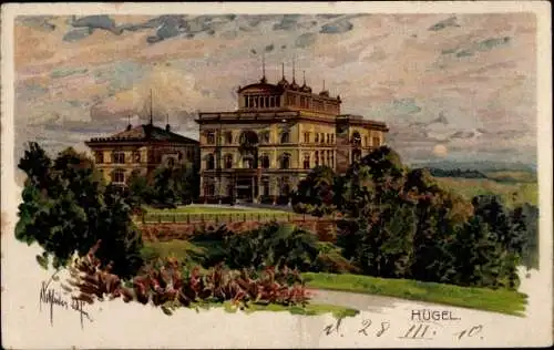 Künstler Litho Bredeney Essen im Ruhrgebiet, Villa Hügel