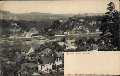 Ak Rathen an der Elbe Sächsische Schweiz, Panorama