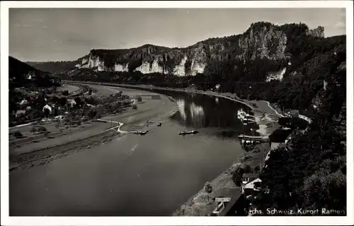 Ak Rathen an der Elbe Sächsische Schweiz, Elbtal, Fähre