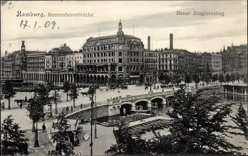 Ak Hamburg Mitte Neustadt, Neuer Jungfernstieg, Reesendammbrücke
