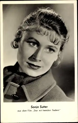 Ak Schauspielerin Sonja Sutter, Star mit fremden Federn, Portrait