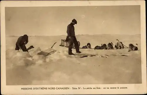 Ak Kanada, Missions d'Extreme Nord Canadien, La peche est finie, Eisfischer, Schlittenhunde