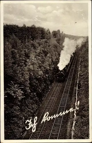 Ak Ich komme, deutsche Eisenbahn, Dampflok