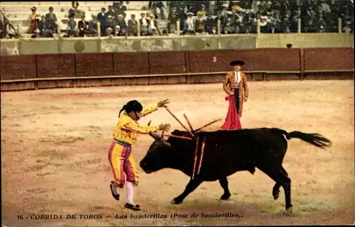 Ak Stierkampf, Corrida de Toros, Les banderillas