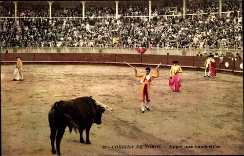 Ak Stierkampf, Corrida de Toros, Appel aux banderilles