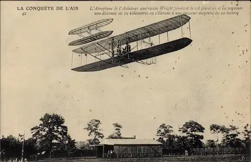 Ak L'Aéroplane de l'Aviateur américain Wright, Flugzeug, Luftfahrtpionier