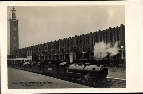 Ak Deutz Köln am Rhein, Pressa, Hauptgebäude, Rheinhalle, Turm, Ausstellungsbahn