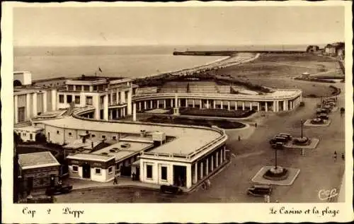 Ak Dieppe Seine Maritime, Le Casino et la plage
