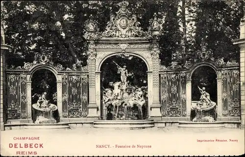 Ak Nancy Meurthe et Moselle, Fontaine de Neptune