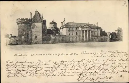 Ak Alencon Orne, Le Château et le Palais de Justice