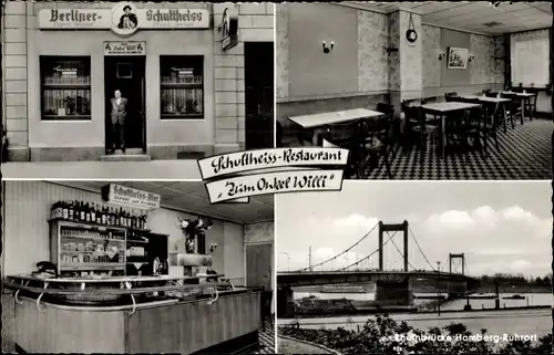 Ak Ruhrort Duisburg im Ruhrgebiet, Schultheiss Restaurant Zum Onkel Willi