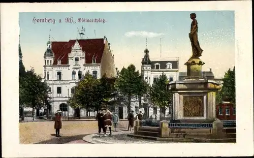 Ak Alt Homberg Duisburg Nordrhein Westfalen, Bismarckplatz, Statue