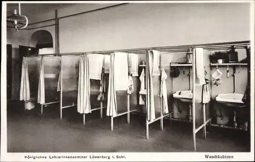 Ak Lwówek Śląski Löwenberg Schlesien, Kgl. Lehrerinnenseminar, Wachkabinen