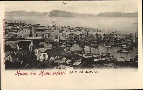 Ak Hammerfest Norwegen, Panorama vom Ort