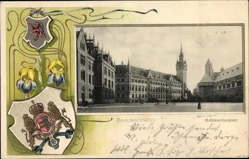 Präge Wappen Ak Braunschweig in Niedersachsen, Ruhfäutchenplatz