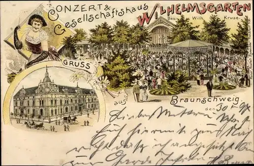 Litho Braunschweig in Niedersachsen, Gesellschaftshaus Wilhelmsgarten