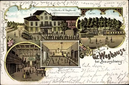 Litho Braunschweig in Niedersachsen, Gasthaus zum Großen Weghause, Innenansicht