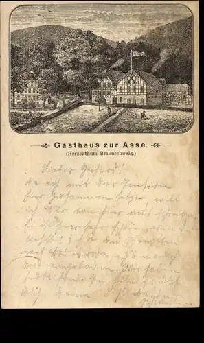 Vorläufer Litho Wittmar in Niedersachsen, Waldhaus Zur Asse, 1895