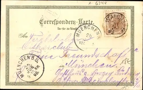 Litho Walchsee in Tirol, Gasthof zur Post, Totalansicht der Ortschaft