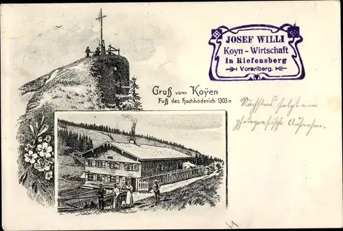 Ak Riefensberg in Vorarlberg, Koyn Wirtschaft, Kojen, Hochhäderich, Gipfel