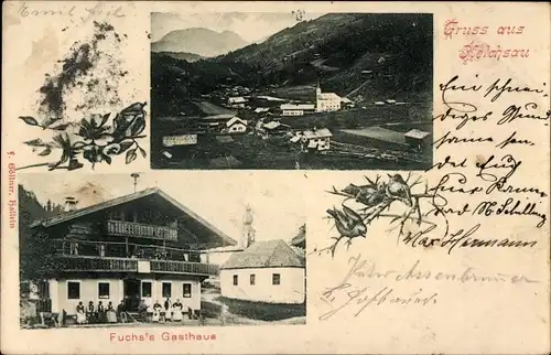 Ak Kelchsau in Tirol, Totalansicht der Ortschaft, Gasthaus, Kapelle