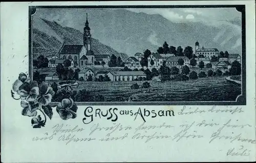 Mondschein Litho Absam in Tirol, Blick auf den Ort