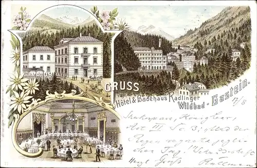 Litho Bad Gastein Badgastein in Salzburg, Hotel und Badehaus Radlinger, Innenansicht