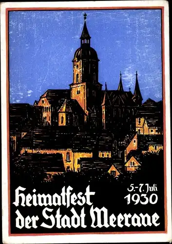 Künstler Ak Baum, Fr., Meerane Sachsen, Heimatfest 1930, Stadtansicht