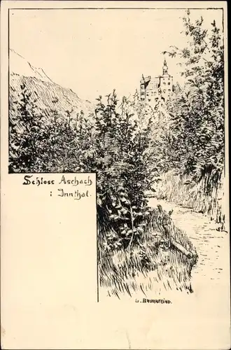 Künstler Ak Baurnfeind, Volders Tirol, Blick zum Schloss Aschach