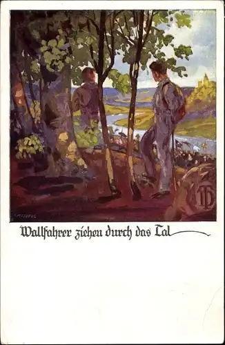 Künstler Ak Amtsberg, Otto, Wallfahrer ziehen durch das Tal, Deutsche Turnerschaft