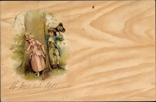 Litho Liebespaar an einem Baum