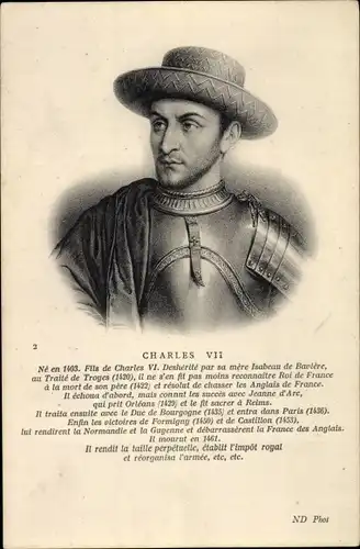 Ak Charles VII, König von Frankreich, Portrait