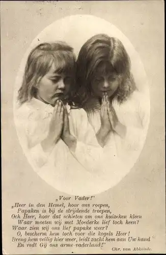 Ak Zwei betende Mädchen, Voor Vader, Chr. van Abkoude