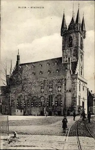 Ak Sluis Zeeland Niederlande, Stadhuis