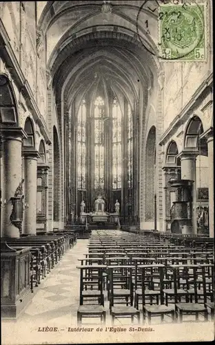 Ak Liège Lüttich Wallonien, Interieur de l'Eglise St-Denis