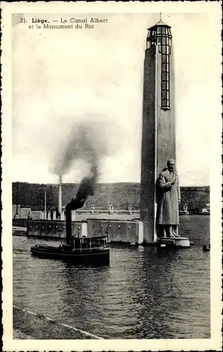 Ak Liège Lüttich Wallonien, Le Canal Albert et le Monument du Roi