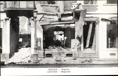 Ak Louvain Leuven Flämisch Brabant, Patisserie de la couronne Royale, Kriegszerstörungen, I. WK