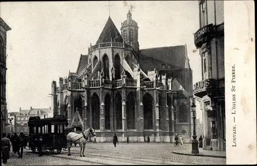 Ak Louvain Leuven Flämisch Brabant, L'Eglise St. Pierre, Pferdestraßenbahn