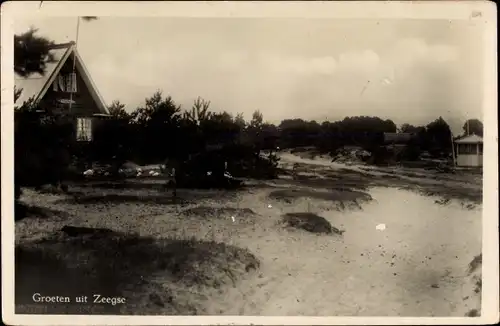 Ak Zeegse Drenthe, Strandpartie, Haus
