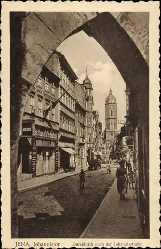 Ak Jena Thüringen, Johannistor, Durchblick nach der Johannisstraße