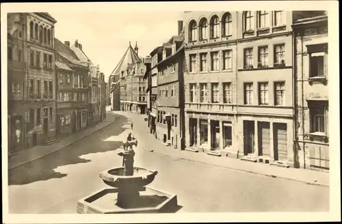 Ak Halle an der Saale, Alter Markt mit Eselsbrunnen