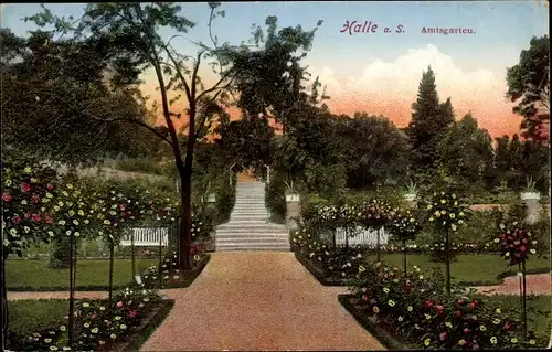 Ak Halle an der Saale, Amtsgarten