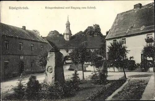 Ak Königsbrück in der Oberlausitz, Kriegerdenkmal, Eingang zum Schloss