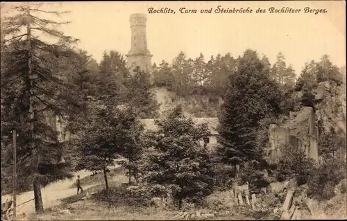 Ak Rochlitz an der Mulde, Turm und Steinbrüche des Rochlitzer Berges